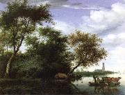 Salomon van Ruysdael wooded river landscape oil painting reproduction